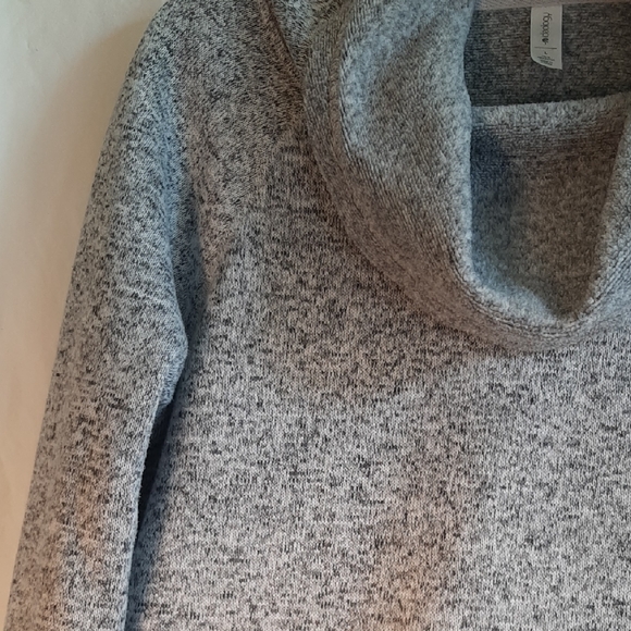 Idealogy White, Dark And Light Grays Cowl Neck Shirt Fleece Lined Women's Sz L - Picture 4 of 14